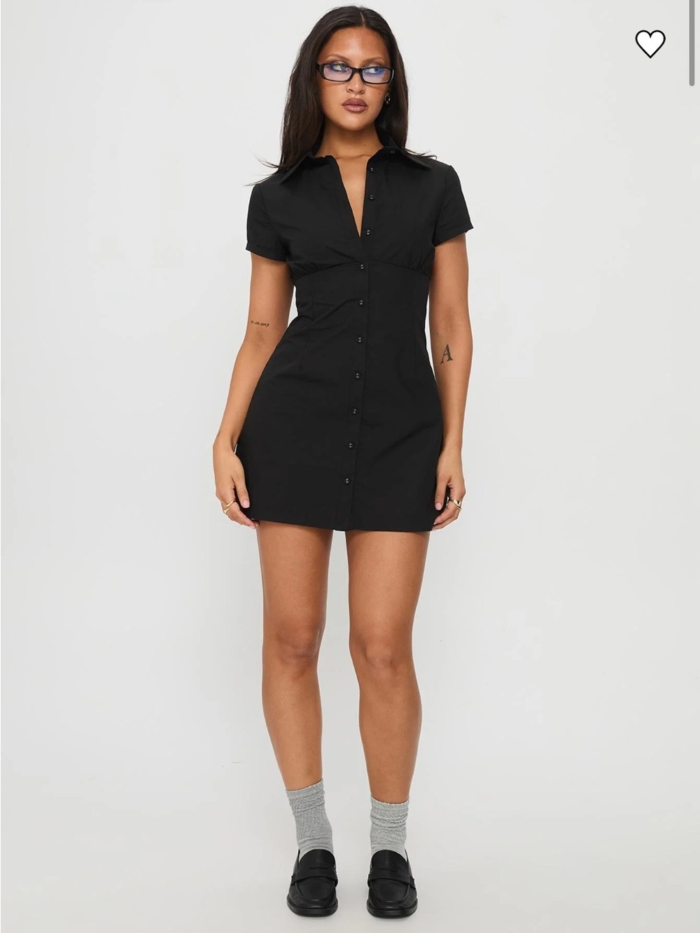 Princess Polly NWT Morley Mini Dress Black Button-Front Size 6